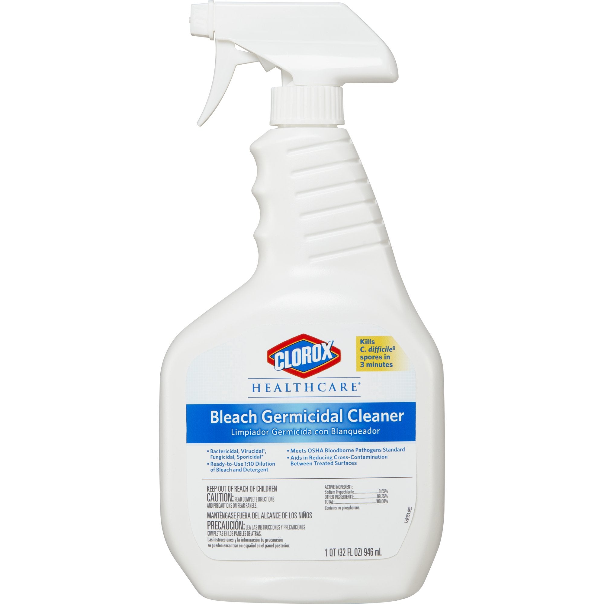 The Clorox Company - Clorox Healthcare® Bleach Germicidal Surface Disinfectant Cleaner Pump Spray Liquid 32 oz. Bottle Fruity Floral Bleach Scent NonSterile [1/EA]