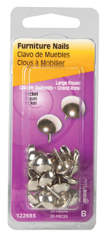 HILLMAN - Hillman Large Brass-Plated Brass Furniture Nails 25 pk - Case of 6 [122683]