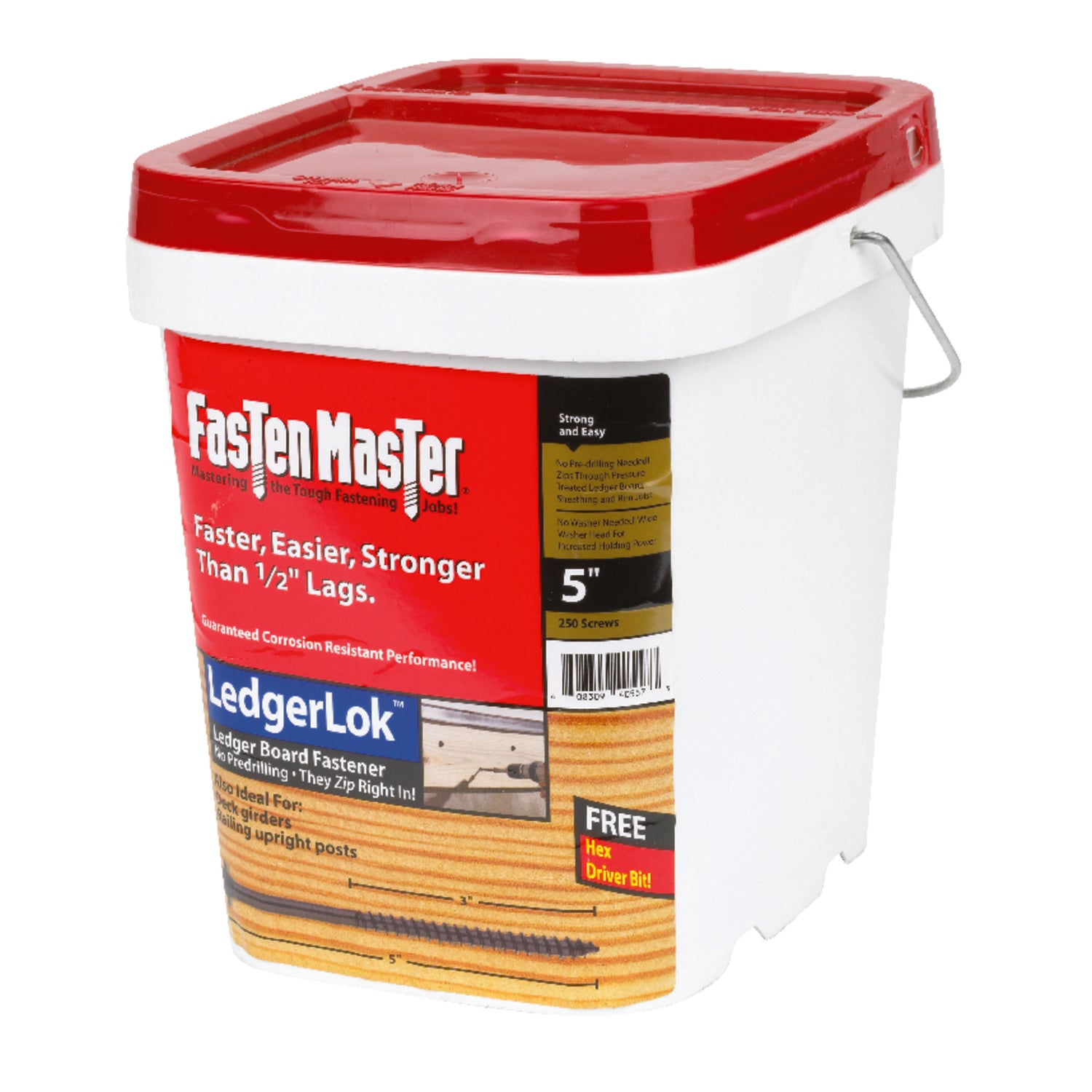 FastenMaster LedgerLok No. 0 X 5 in. L Hex Hex Washer Head Deck Screws 250 pk