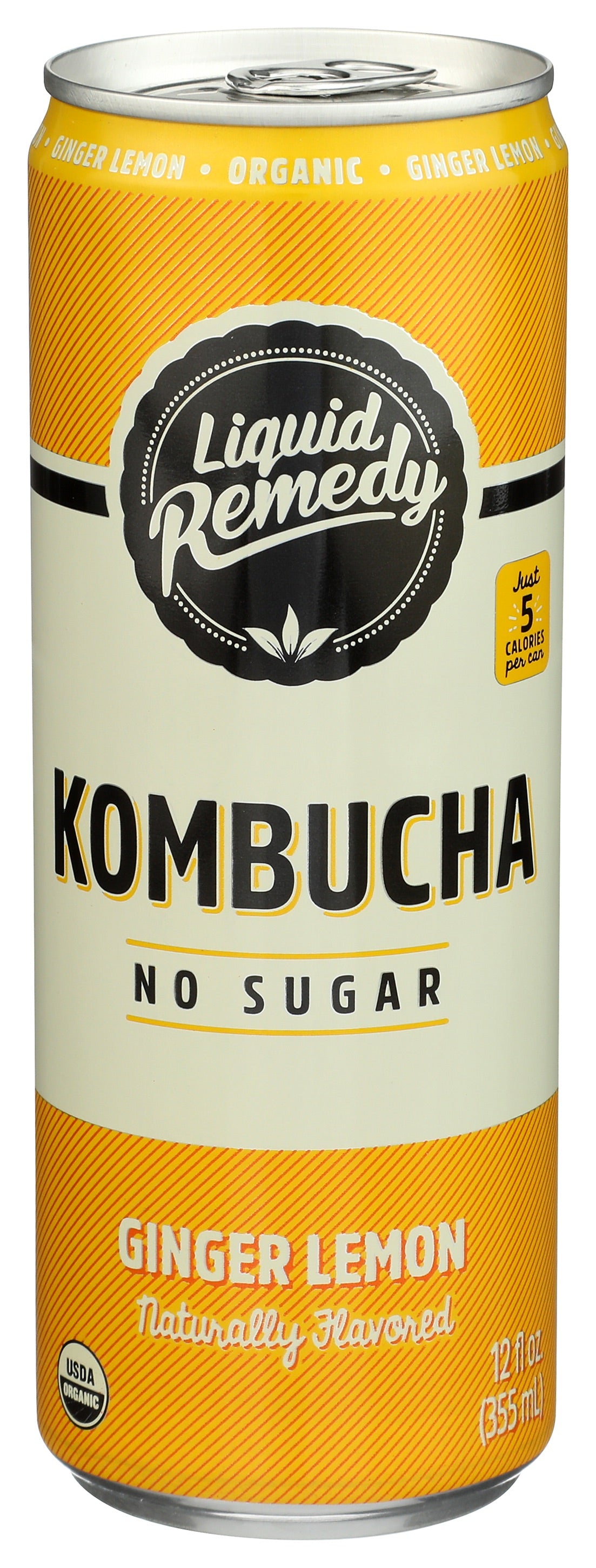 Liquid Remedy No Sugar Ginger Lemon Kombucha 12 fl oz - Case of 12
