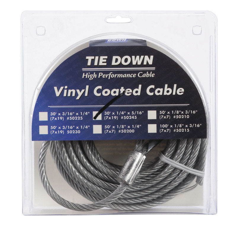 TIE DOWN ENGINEERING - Tie Down Engineering Vinyl Coated Galvanized Steel 1/4 in. D X 30 ft. L Aircraft Cable