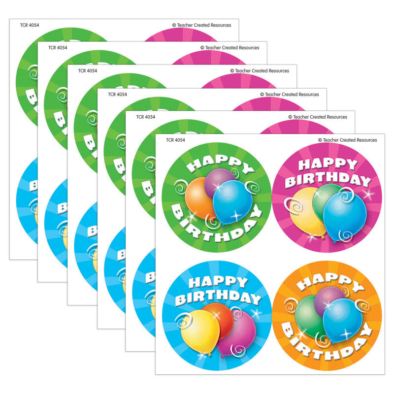 TEACHER CREATED RESOURCES - Birthday Wear 'Em Badges, 32 Per Pack, 6 Packs