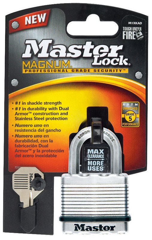 MASTER LOCK - Master Lock Magnum 1-9/16 in. H X 1-3/4 in. W X 1-3/4 in. L Steel Dual Ball Bearing Locking Padlock