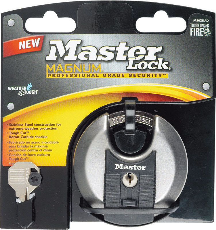 MASTER LOCK - Master Lock 3-3/32 in. H X 1-13/64 in. W X 3-1/8 in. L Steel Ball Bearing Locking Disk Padlock Keyed