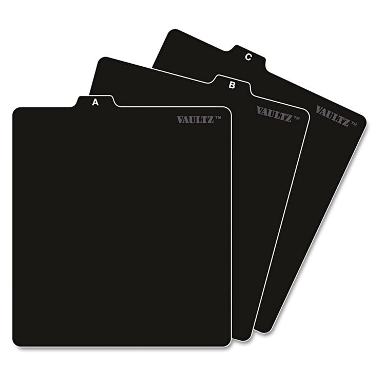 Vaultz - A-Z CD File Guides, 1/3-Cut Top Tab, A to Z, 5 x 5.75, Black, 26/Set