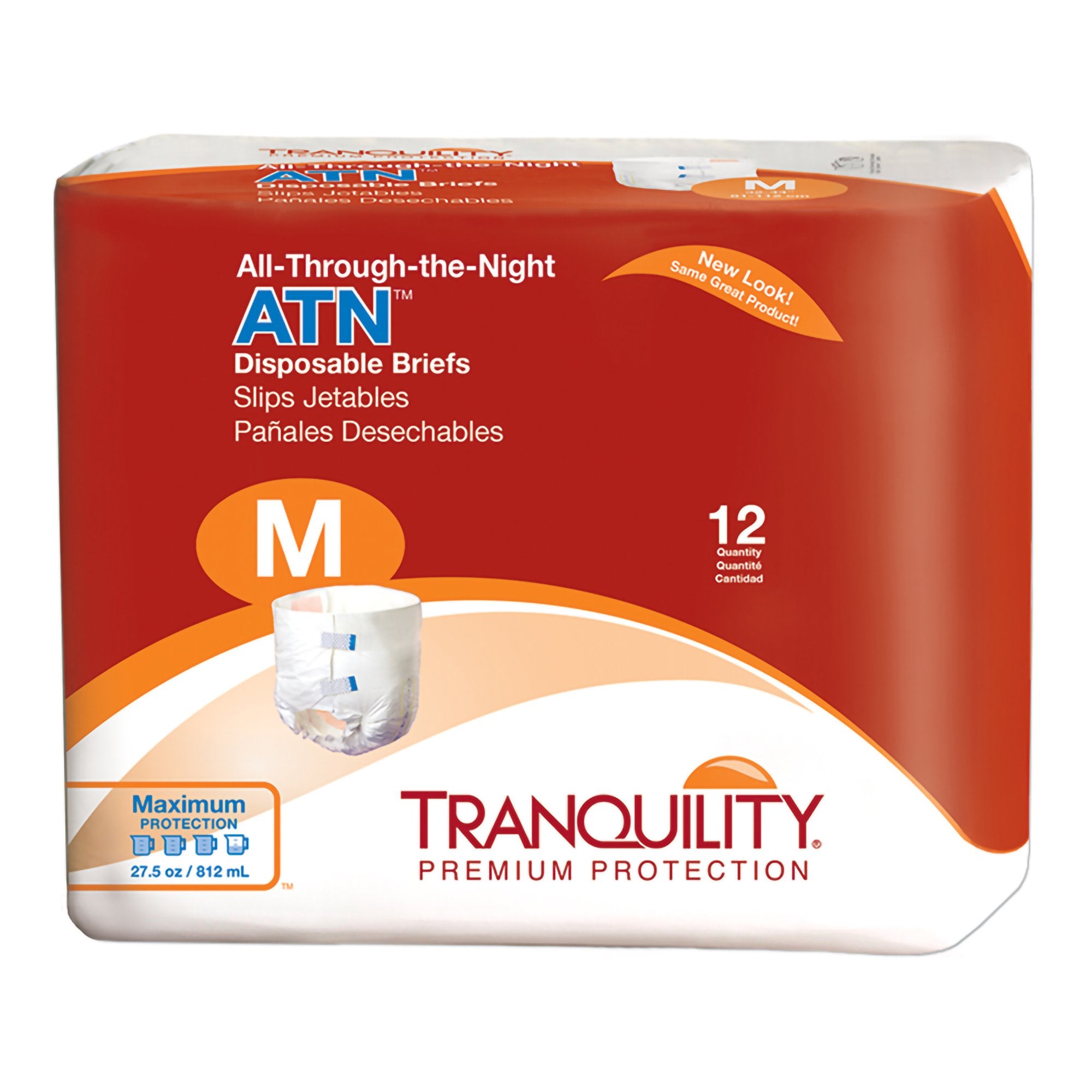 Principle Business Enterprises - Unisex Adult Incontinence Brief Tranquility® ATN Medium Disposable Heavy Absorbency [12/BG]