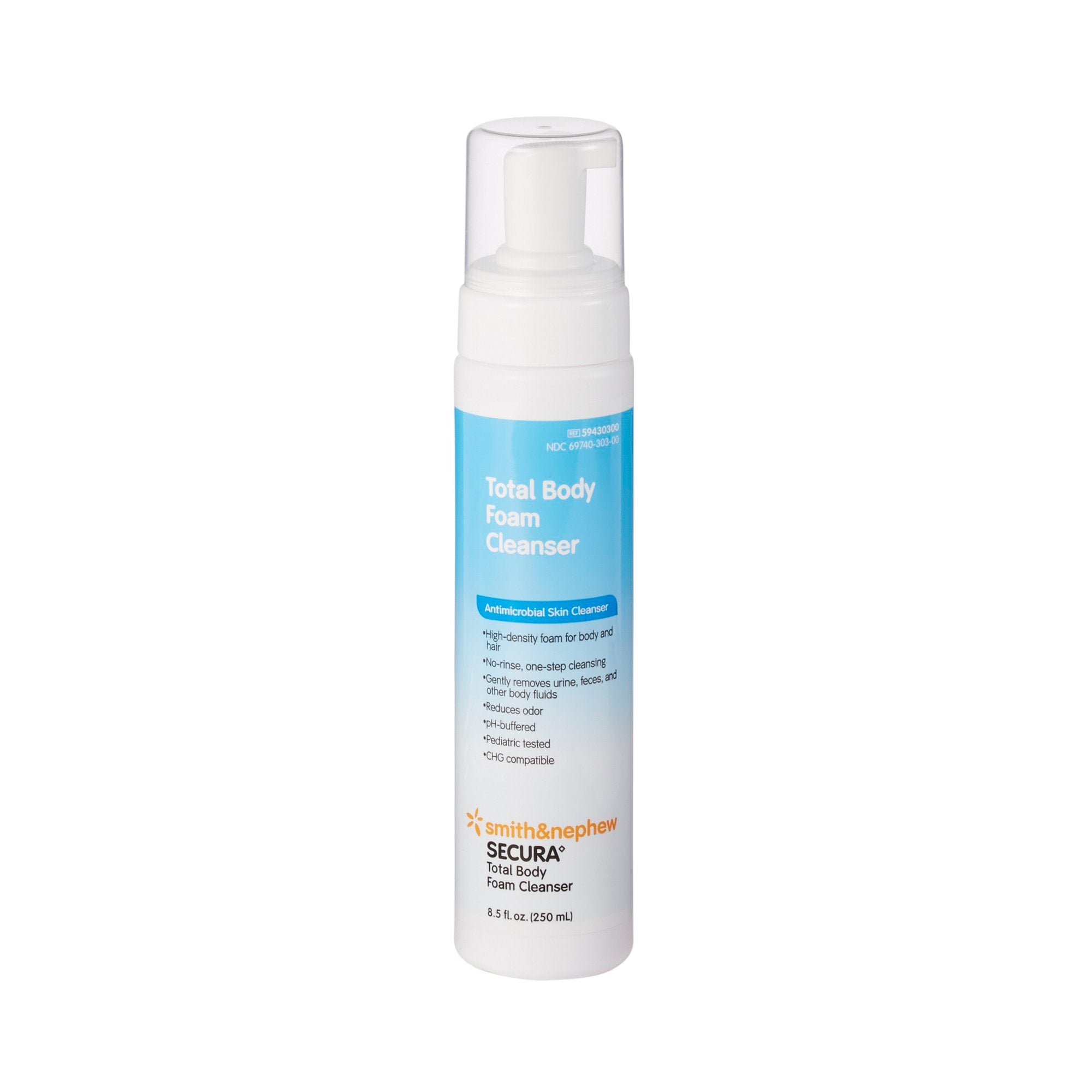Smith & Nephew - Rinse-Free Antimicrobial Body Wash Secura™ Total Body Foaming 8.5 oz. Pump Bottle Scented [1/BT]