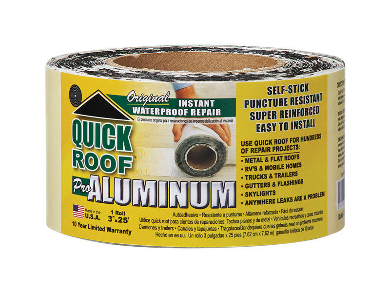 QUICK ROOF - Quick Roof 3 in. W X 25 ft. L Aluminum Self Stick Waterproof Repair Kit Silver