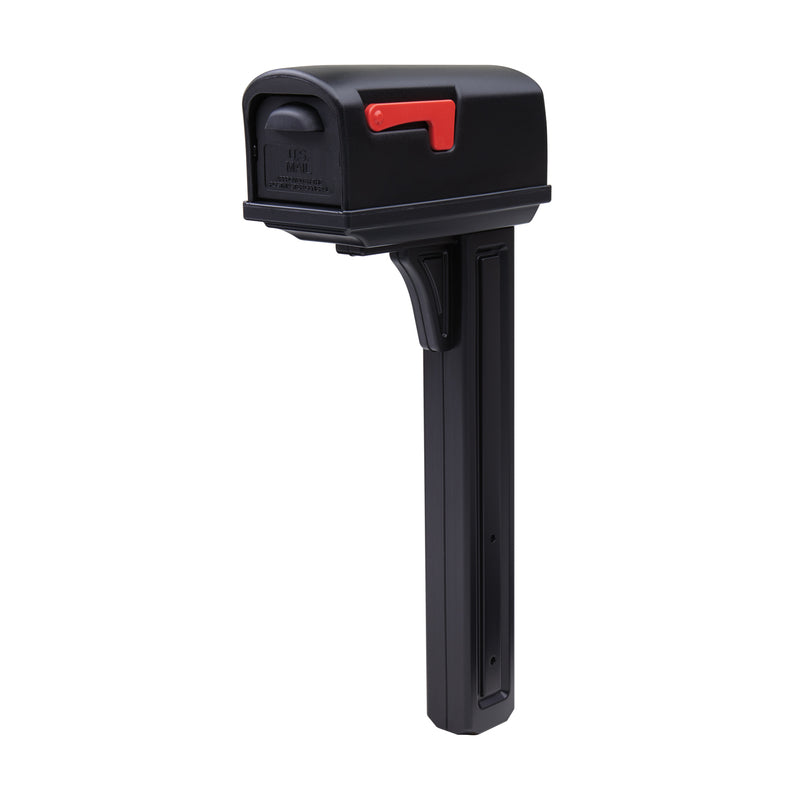 SOLAR GROUP - Gibraltar Mailboxes Classic Plastic Post Mount Black Double Door Mailbox
