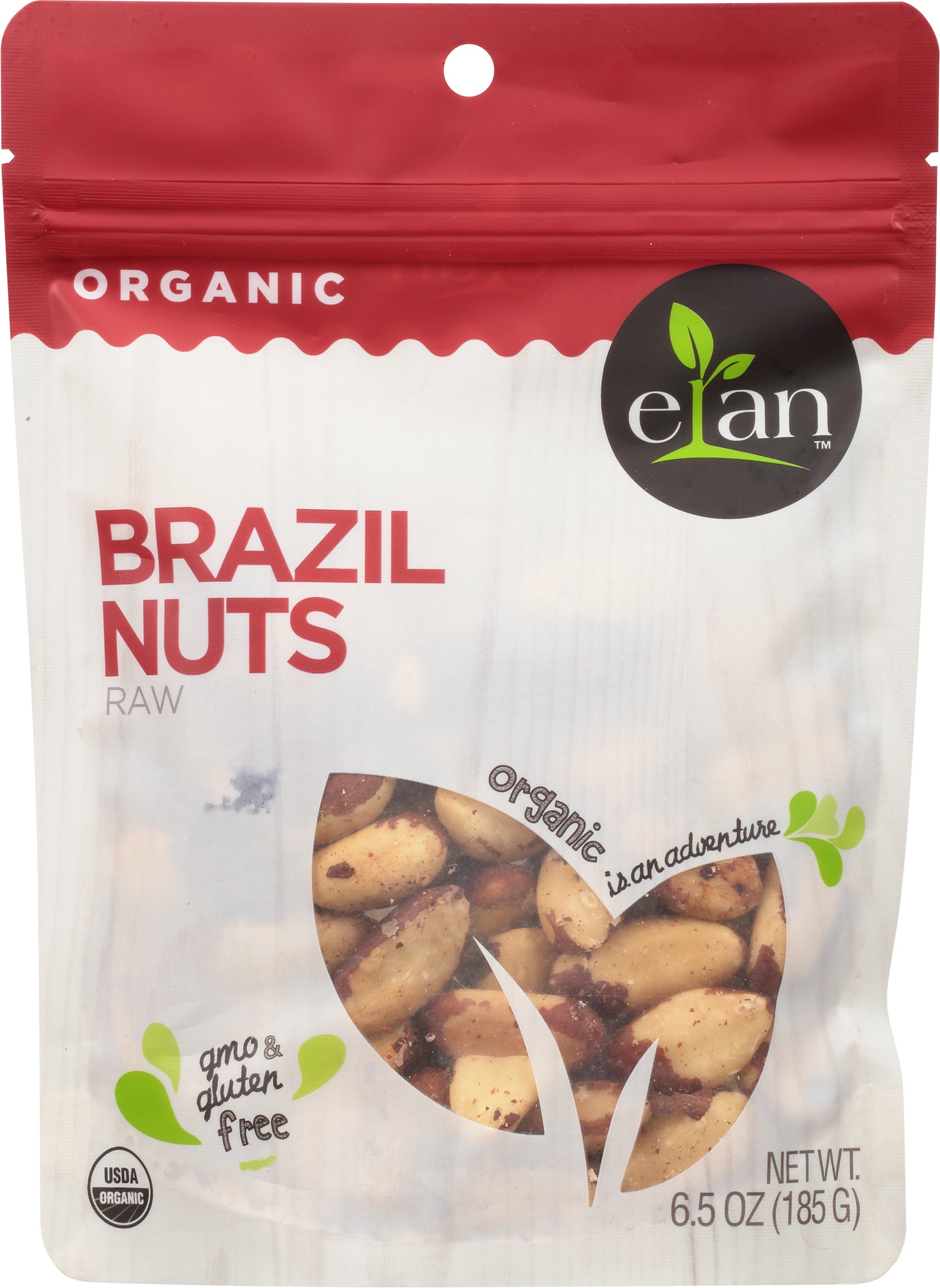 Elan Raw Organic Brazil Nuts 6.5 oz - Case of 8