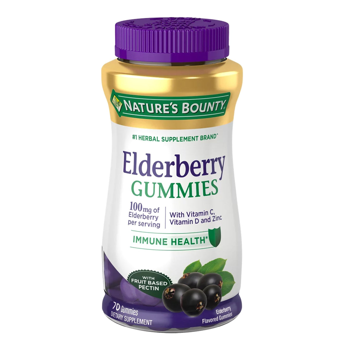 US Nutrition - Herbal Supplement Nature's Bounty® Elderberry Gummy 70 per Bottle [1/BT]