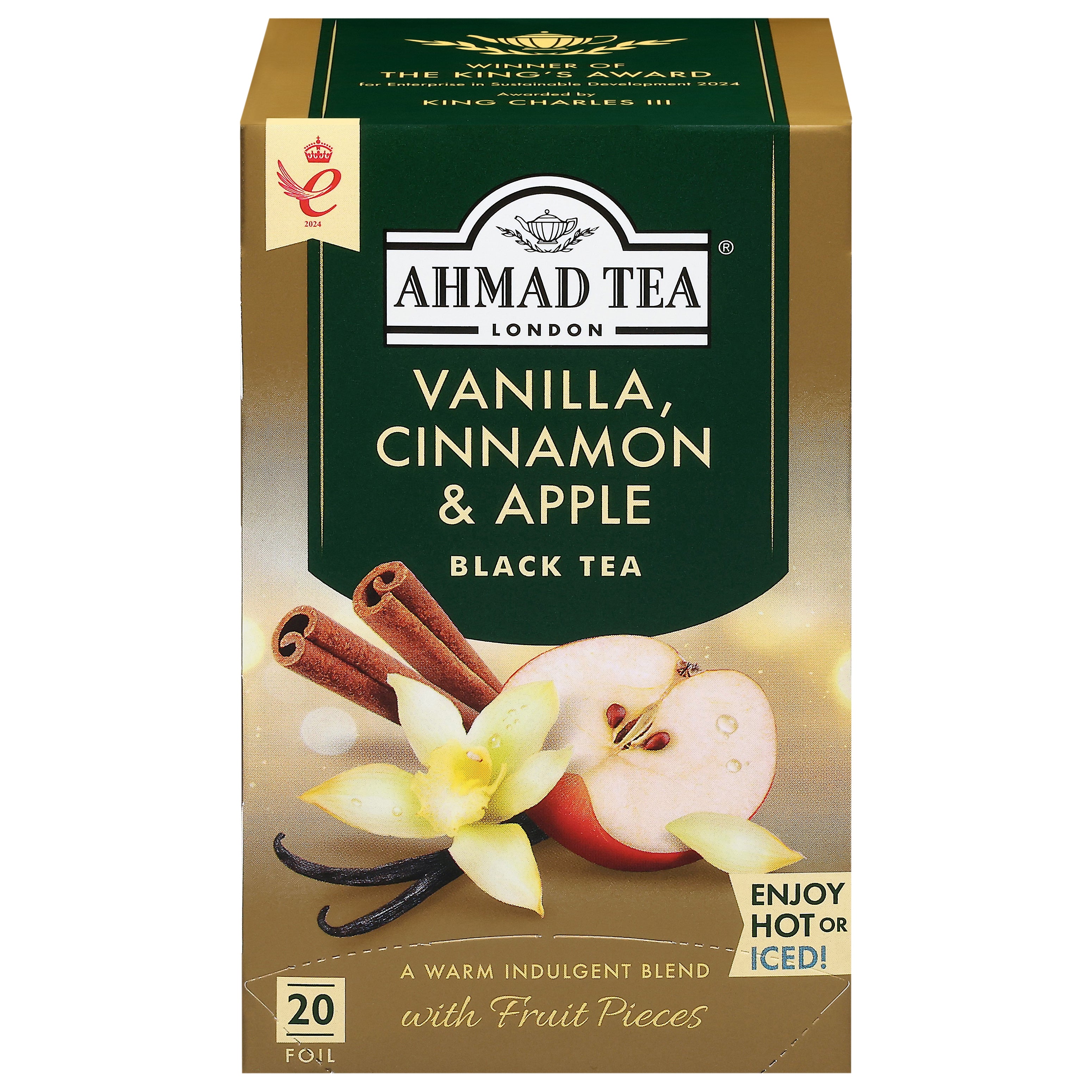 Ahmad Tea Vanilla, Cinnamon & Apple Black Tea 20 - 2 g Tea Bags - Case of 6