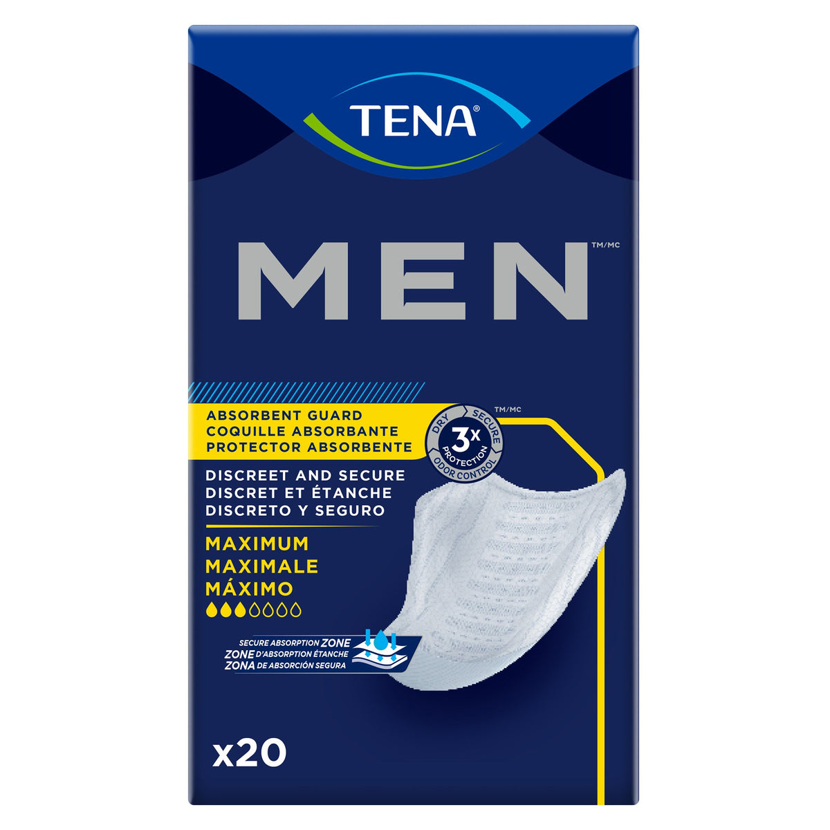Essity HMS North America Inc - Bladder Control Pad TENA® Men™ Maximum 8 Inch Length Heavy Absorbency Dry-Fast Core™ One Size Fits Most [20/BG]