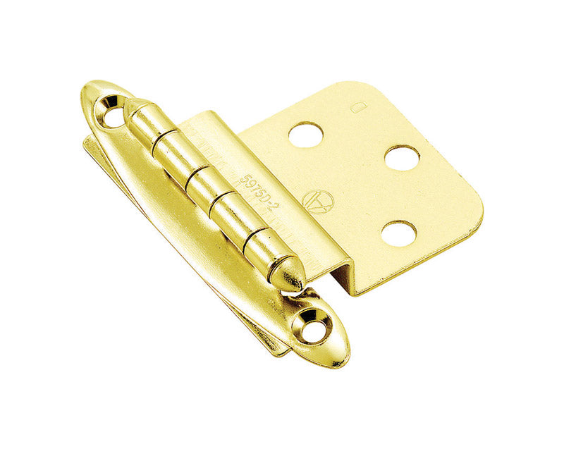 AMEROCK - Amerock 2 in. W X 2-3/4 in. L Polished Brass Steel Cabinet Hinge 2 pk