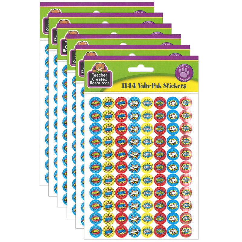 TEACHER CREATED RESOURCES - Superhero Mini Stickers Valu-Pak, 1144 Per Pack, 6 Packs