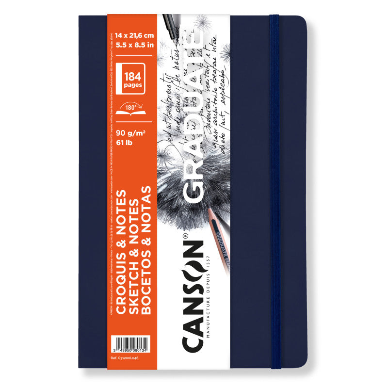 Graduate Sketch & Notes Art Book, Dark Blue, Soft Cover Binding, 92 Sheet, 5.5x8.5 inch, 1 Count
