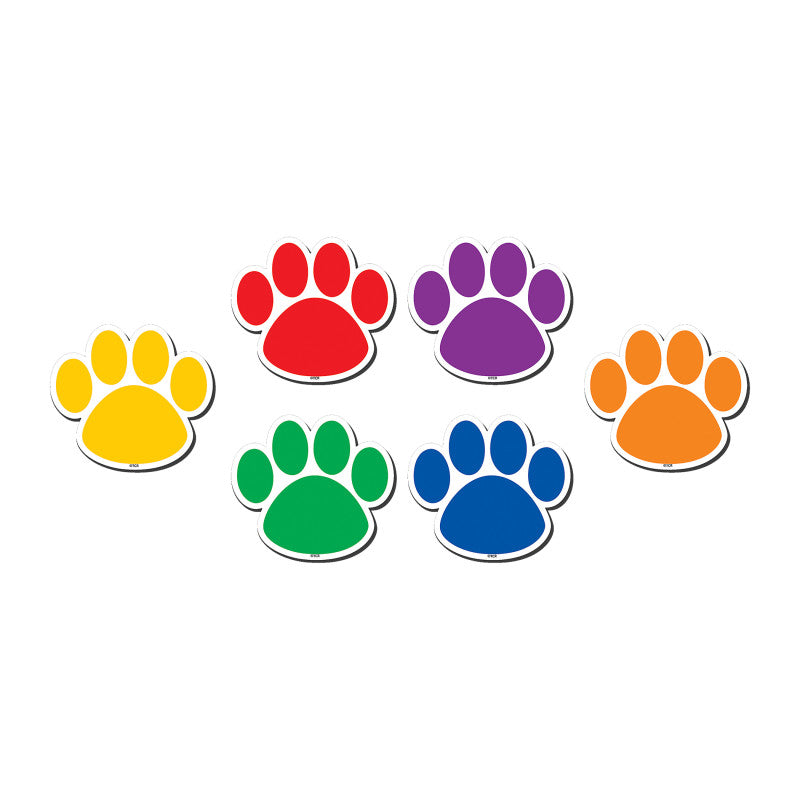 TEACHER CREATED RESOURCES - Colorful Paw Prints Magnetic Accents, 18 Per Packs, 3 Packs