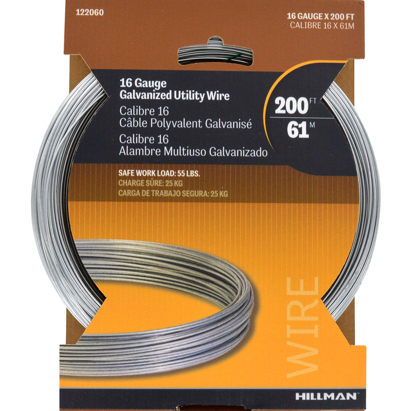 HILLMAN - Hillman 0.061 - 0.065 in. D X 200 ft. L Galvanized Steel 16 Ga. Wire