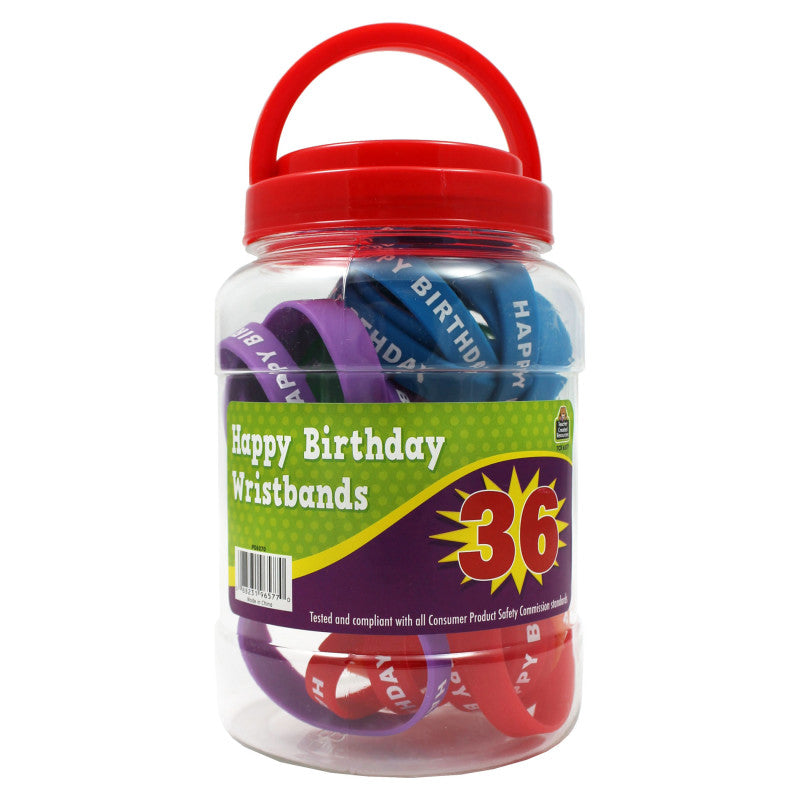 TEACHER CREATED RESOURCES - Happy Birthday Wristband, Pack of 36