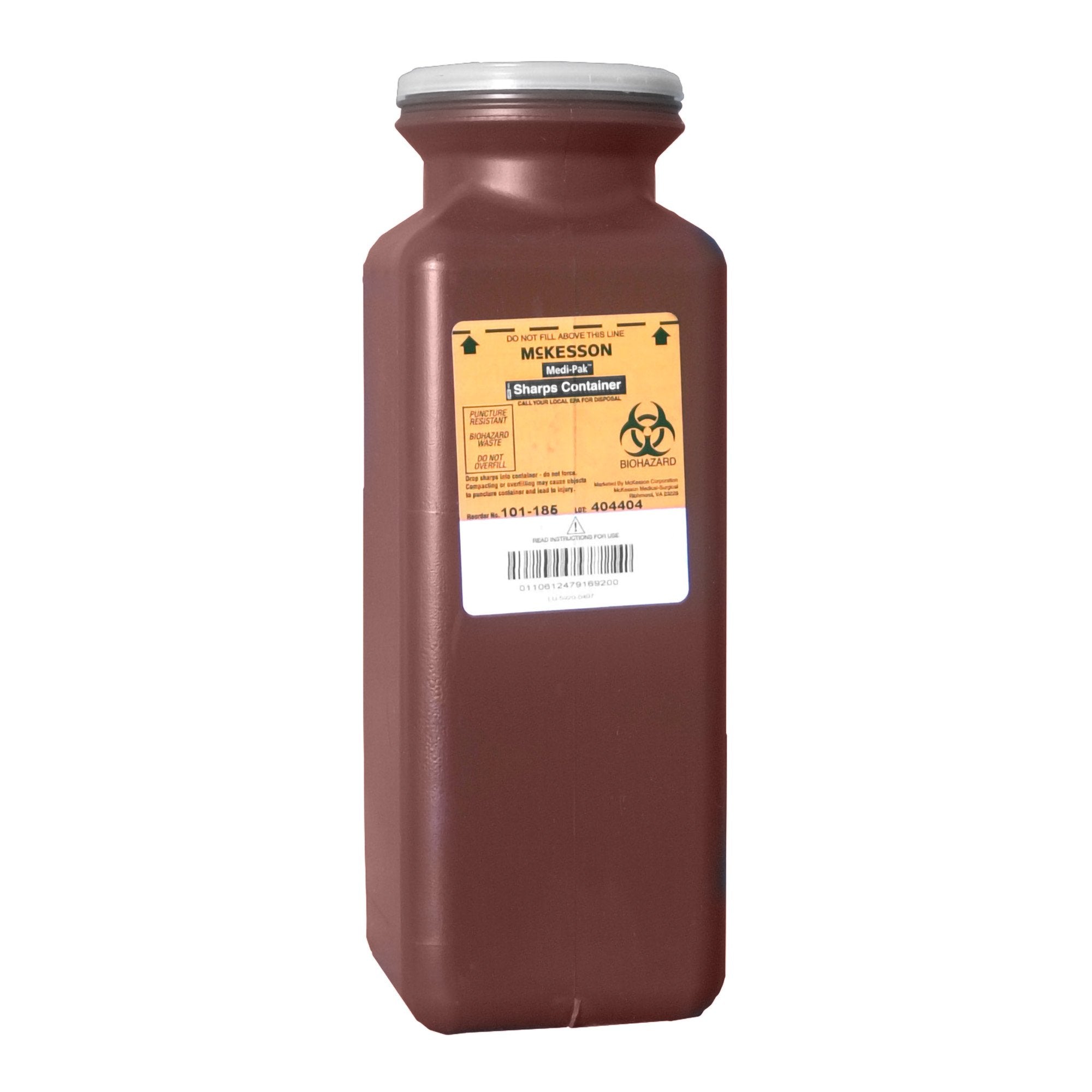 McKesson Brand - Sharps Container McKesson Red Base 10 H X 3-1/2 W X 3-1/2 D Inch Vertical Entry 0.425 Gallon [1/EA]