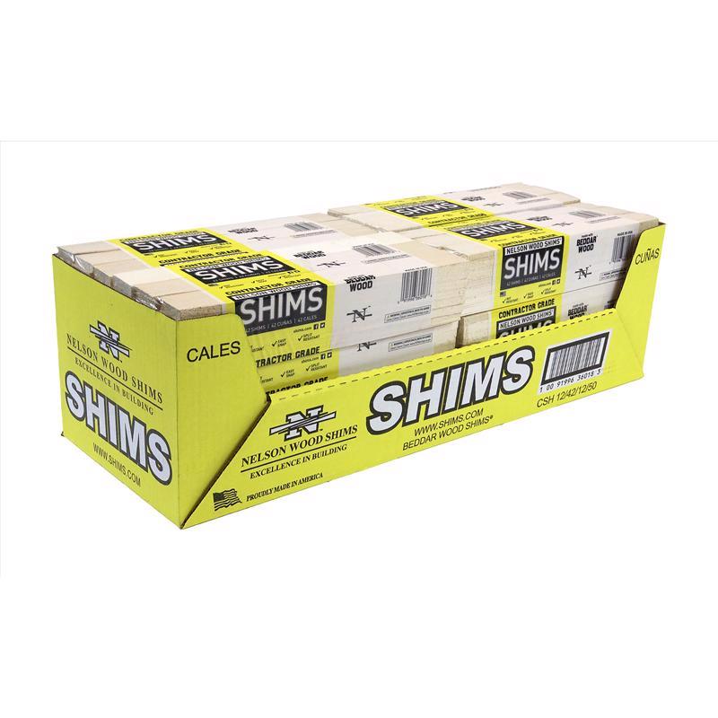 NELSON WOOD SHIMS - Nelson 1.5 in. W X 12 in. L Wood Shim 42 pk - Case of 12