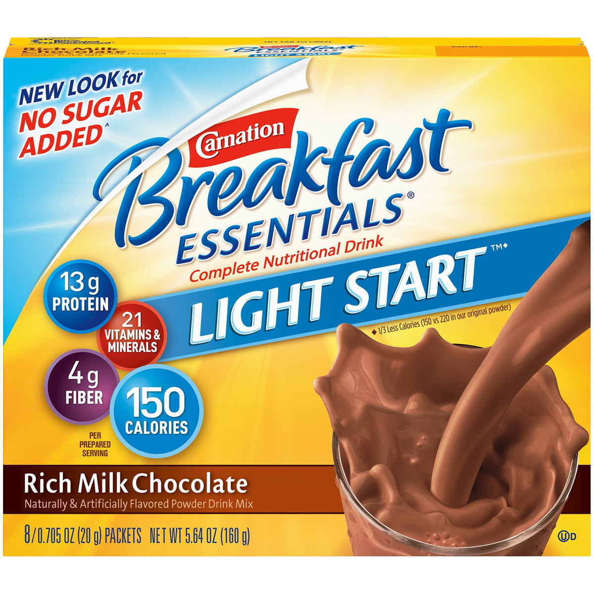 Nestle Healthcare Nutrition - Oral Supplement Carnation Breakfast Essentials® Light Start™ Rich Milk Chocolate Flavor Powder 0.705 oz. Individual Packet [8/BX]