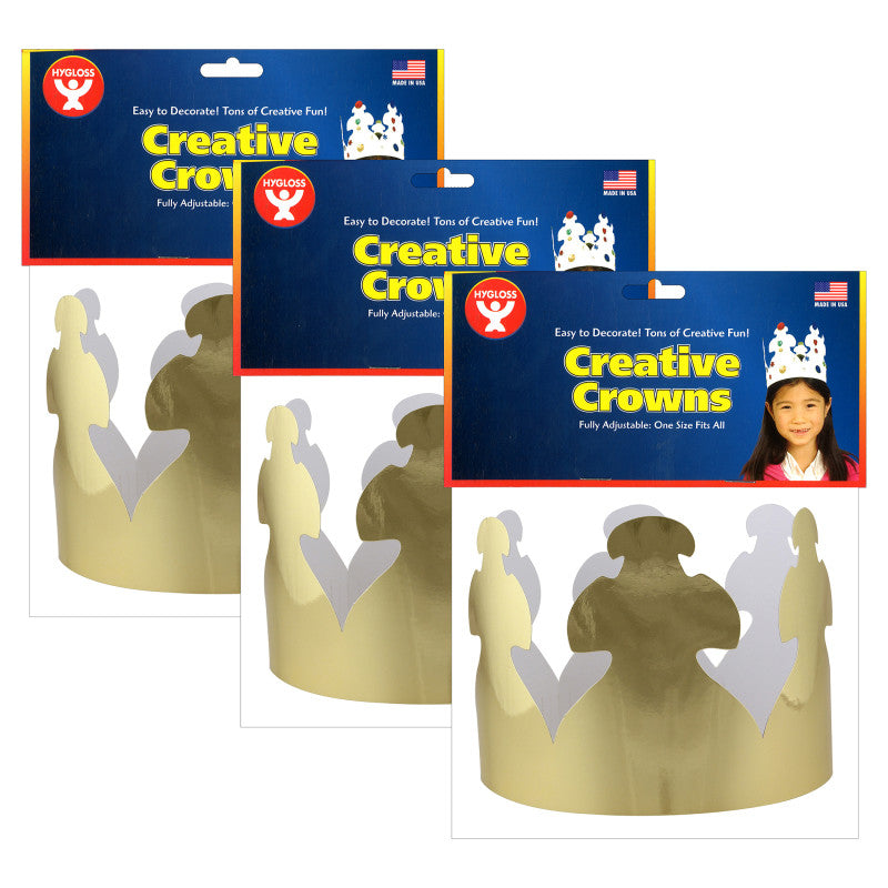 HYGLOSS - Bright Gold Crowns, 24 Per Pack, 3 Packs