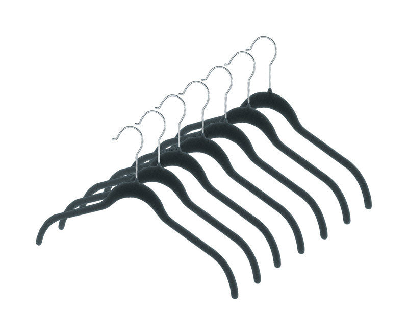 WHITMOR - Whitmor 9 in. H X 1/10 in. W X 16-1/4 in. L Plastic Black Flocked Hanger 7 pk