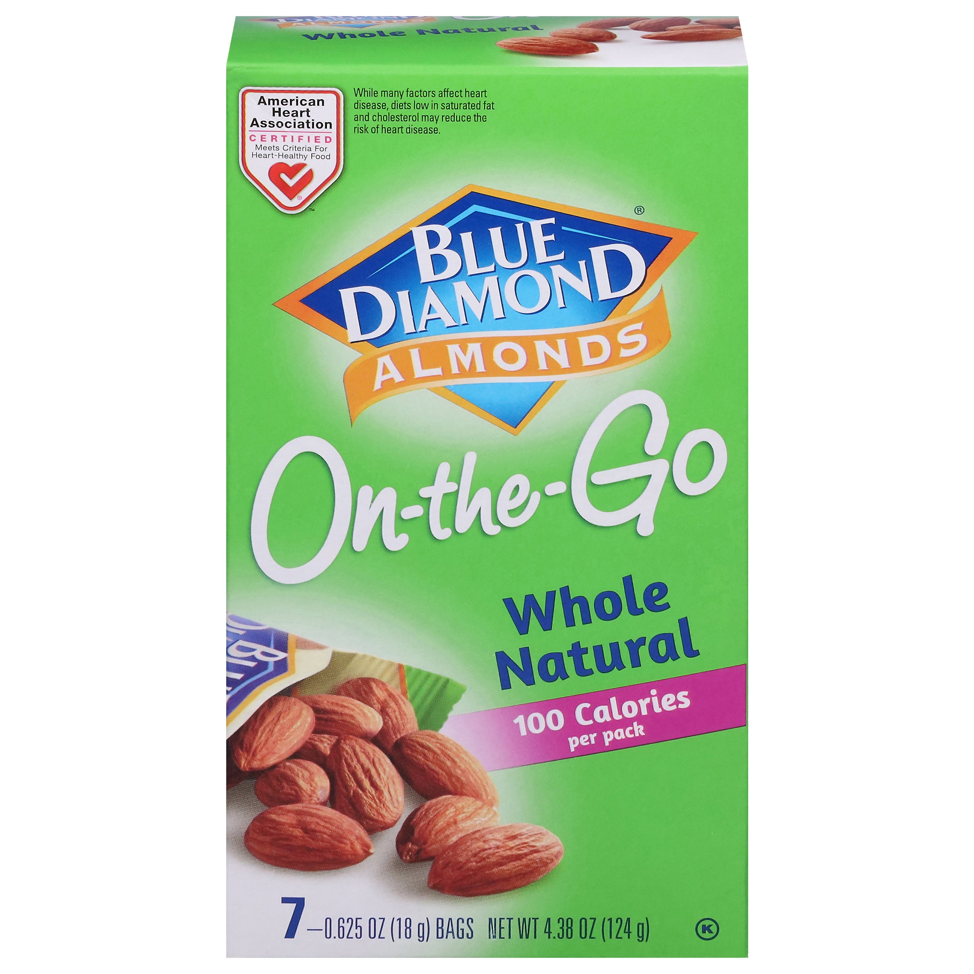 Blue Diamond On-the-Go Whole Natural Almonds 7 - 0.625 oz Bags - Case of 6