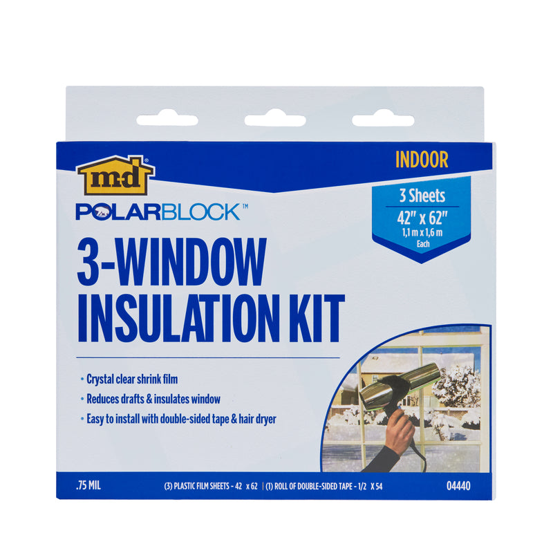 M-D BUILDING PRODUCTS - M-D Polar Block Clear 3-Window Indoor Insulation Kit 42 in. W X 62 in. L