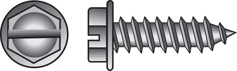 HILLMAN - Hillman No. 6 X 1-1/4 in. L Slotted Hex Washer Head Sheet Metal Screws 100 pk