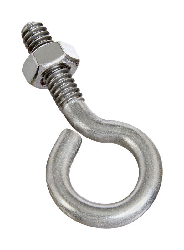 NATIONAL HARDWARE - National Hardware 1/4 in. X 2 in. L Stainless Steel Eyebolt Nut Included