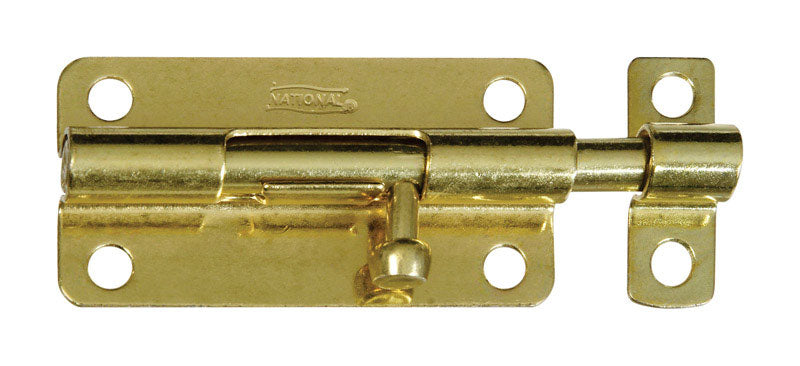NATIONAL HARDWARE - National Hardware 4 in. L Brass-Plated Steel Barrel Bolt 1 pk