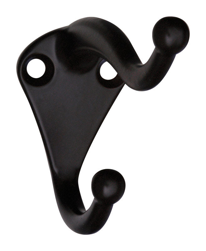 NATIONAL HARDWARE - National Hardware 2.75 in. L Oil Rubbed Bronze Brown Zinc Coat/Hat Hook 35 lb. cap. 2 pk