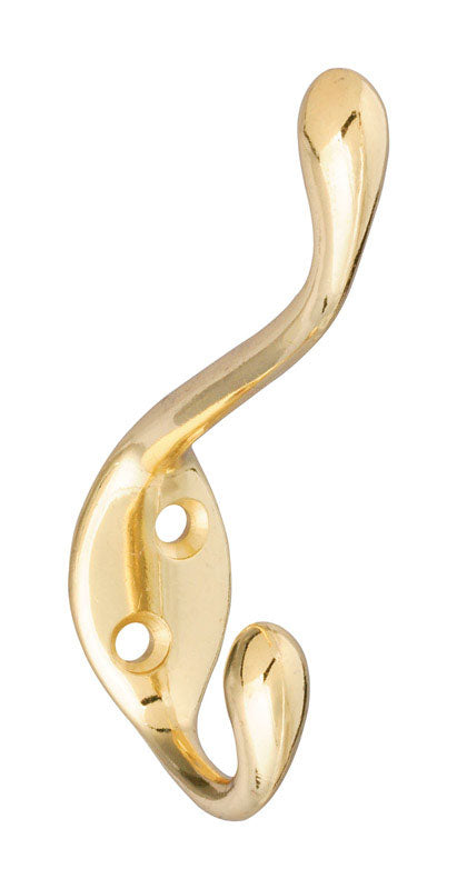 NATIONAL HARDWARE - National Hardware 4.59 in. L Brass Gold Zinc Heavy Duty Garment Hook 35 lb. cap. 1 pk