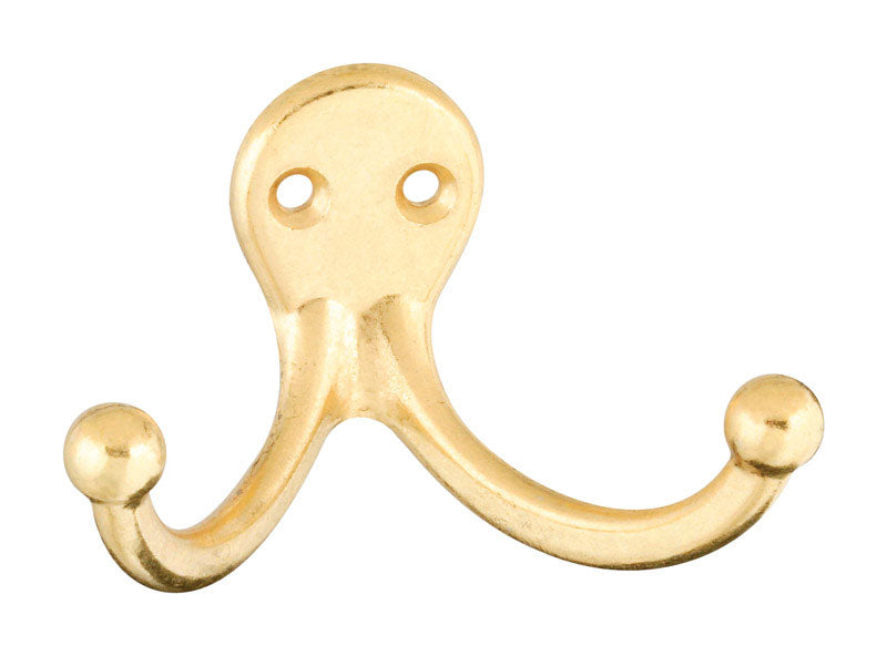 NATIONAL HARDWARE - National Hardware Brass Gold Zinc Die-Cast Double Clothes Hook 35 lb. cap. 1 pk