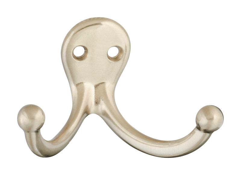 NATIONAL HARDWARE - National Hardware 2.93 in. L Satin Nickel Silver Zinc Double Clothes Hook 35 lb. cap. 1 pk