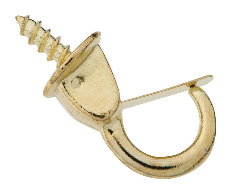 NATIONAL HARDWARE - National Hardware Bright Brass Gold Steel 7/8 in. L Safety Cup Hook 10 lb 2 pk