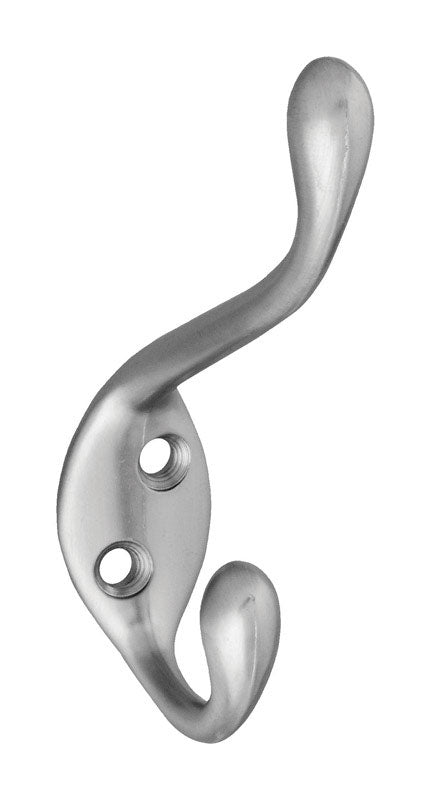 NATIONAL HARDWARE - National Hardware 4.59 in. L Satin Nickel Silver Zinc Heavy Duty Garment Hook 35 lb. cap. 1 pk