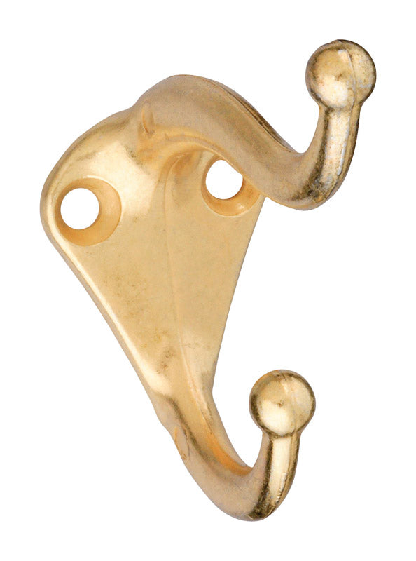 NATIONAL HARDWARE - National Hardware 2.75 in. L Brass Gold Zinc Die-Cast Coat/Hat Hook 35 lb. cap. 1 pk