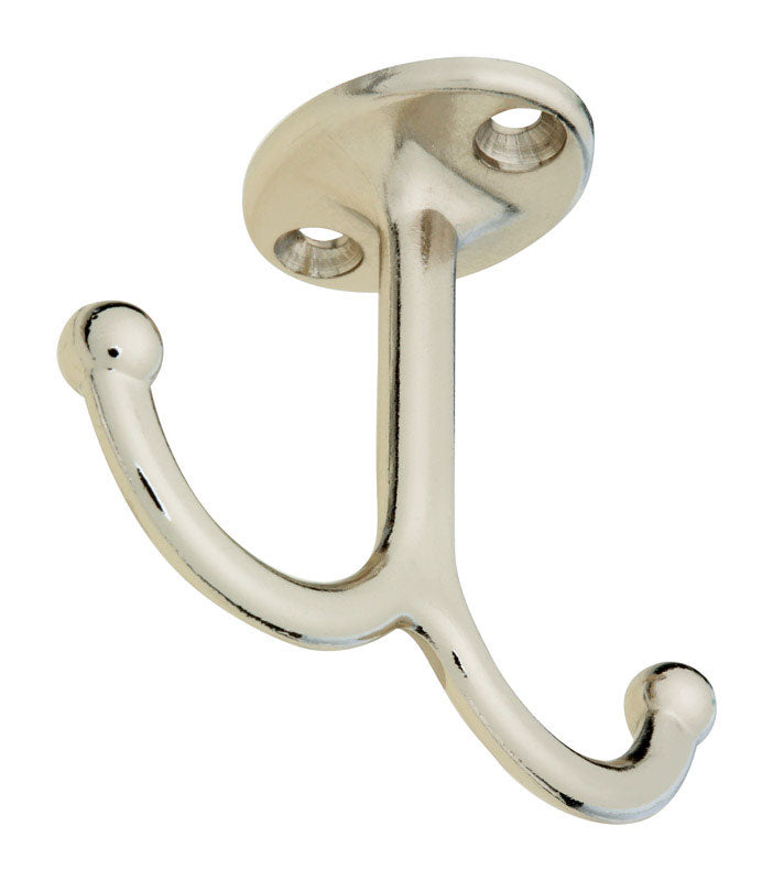 NATIONAL HARDWARE - National Hardware Nickel Silver Zinc Die-Cast Undershelf Coat Hook 35 lb. cap. 1 pk