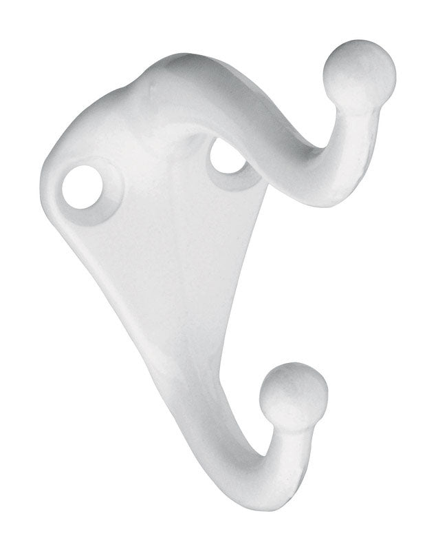 NATIONAL HARDWARE - National Hardware 2.75 in. L White Zinc Die-Cast Coat/Hat Hook 1 pk