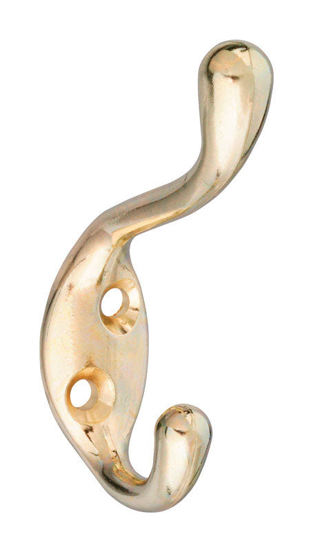 NATIONAL HARDWARE - National Hardware 3.3 in. L Brass Gold Zinc Heavy Duty Garment Hook 75 lb. cap. 1 pk
