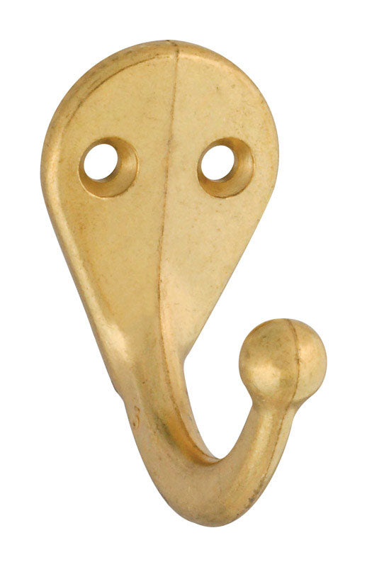 NATIONAL HARDWARE - National Hardware 6.4 in. L Brass Gold Zinc Die-Cast Clothes Hook 35 lb. cap. 1 pk