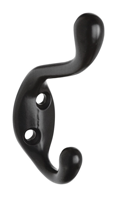 NATIONAL HARDWARE - National Hardware 3.3 in. L Oil Rubbed Bronze Black Zinc Hook 75 lb. cap. 1 pk