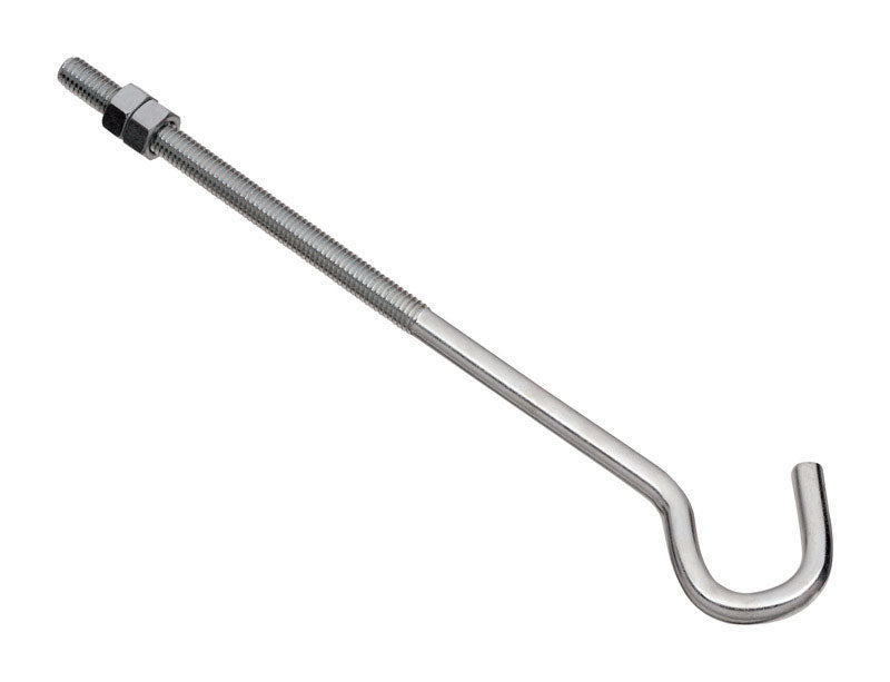NATIONAL HARDWARE - National Hardware Zinc-Plated Silver Steel 10 in. L Hook Bolt 135 lb 1 pk - Case of 10