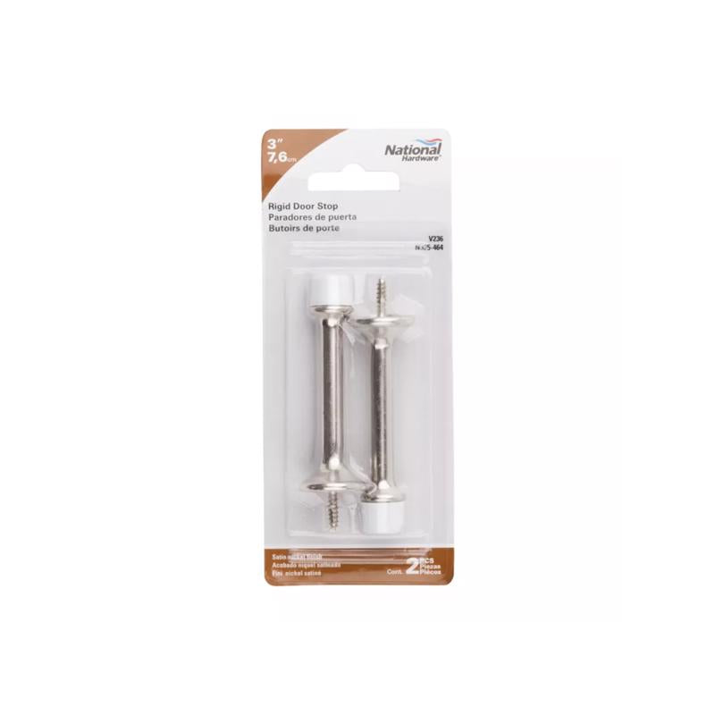 NATIONAL HARDWARE - National Hardware 3 in. L Zinc Satin Nickel Silver Rigid Door Stop Mounts to wall 1 in.
