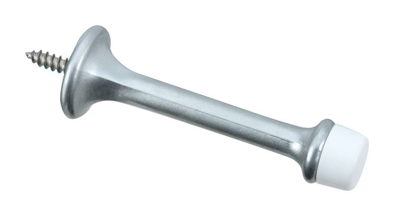 NATIONAL HARDWARE - National Hardware 3 in. L Zinc w/Rubber Tip Satin Chrome Silver Rigid Door Stop Mounts to wall