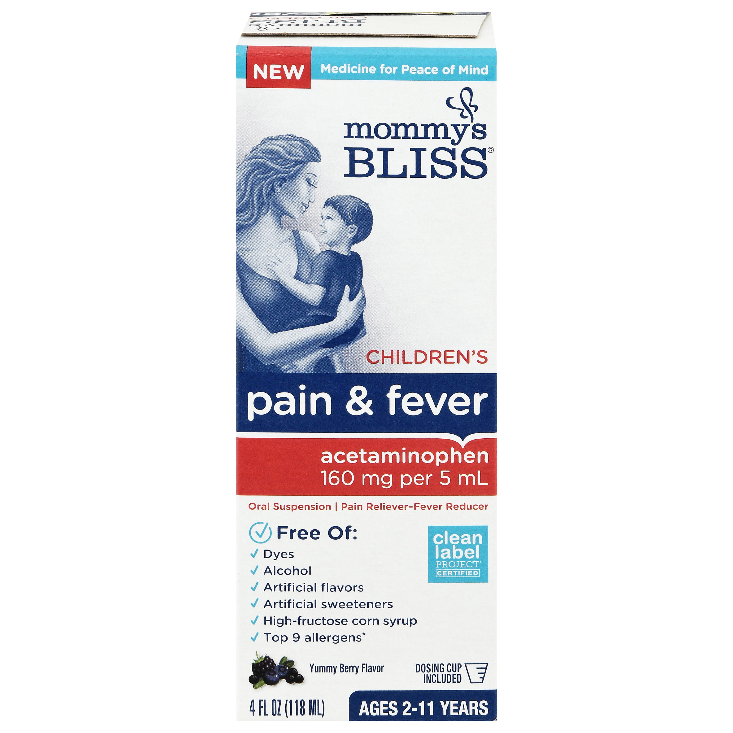 Mommy's Bliss Ages 2-11 Years Children's Yummy Berry Flavor 160 mg per 5 ml Pain & Fever 4 fl oz - Case of 1