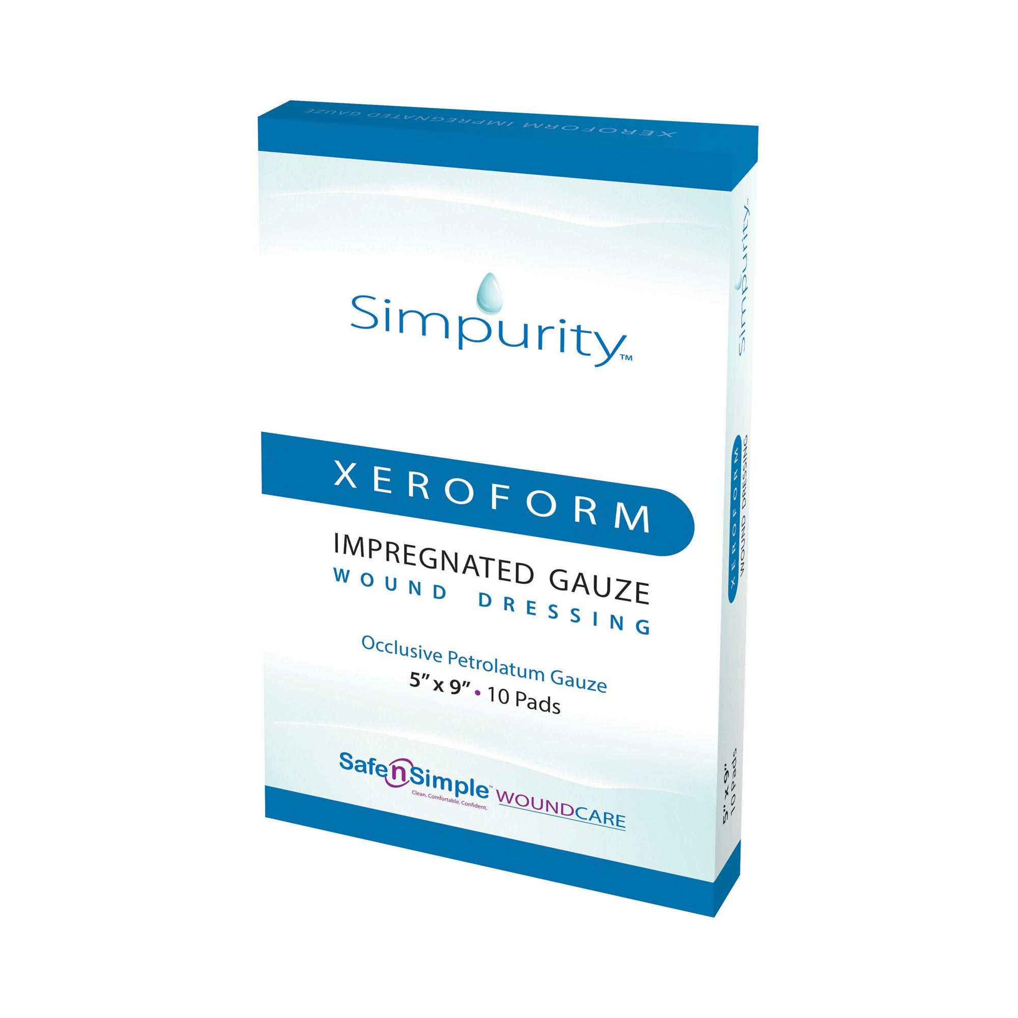Safe N Simple - Xeroform Petrolatum Impregnated Dressing Simpurity™ Rectangle 5 X 9 Inch Sterile [10/BX]